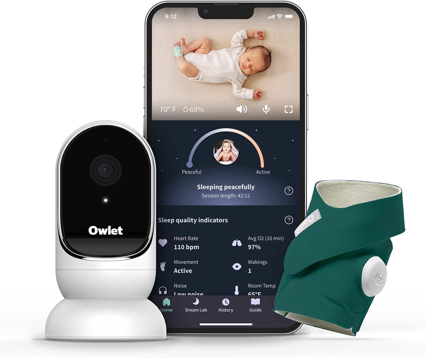 230816033023052_1 Owlet Dream Duo Smart Baby Monitor - Video Baby Monitor with HD Camera & Dream Sock: Only Baby Monitor to Track Heart Rate & Average Oxygen as Sleep Quality Indicators - Image 1